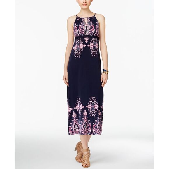 INC International Concepts Petite Printed Empire Waist Maxi Dress - Picture 1 of 4